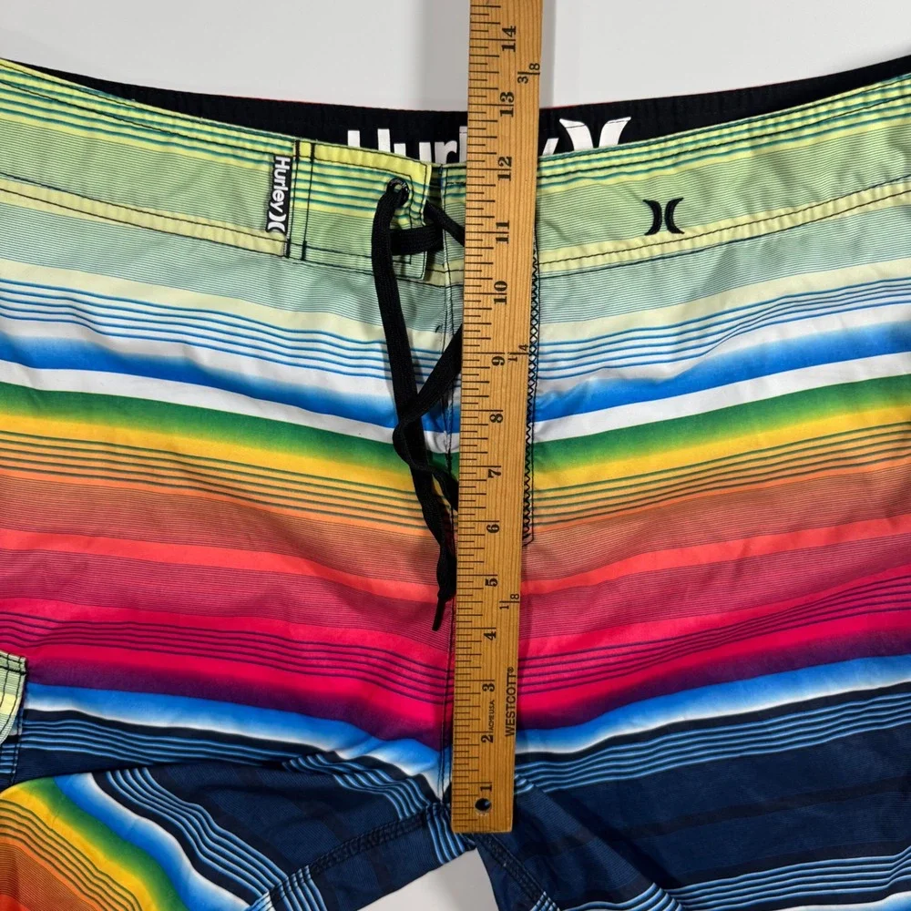 Hurley Striped Board Shorts Swim‎ Trunks Beach Surf Colorful Size 34